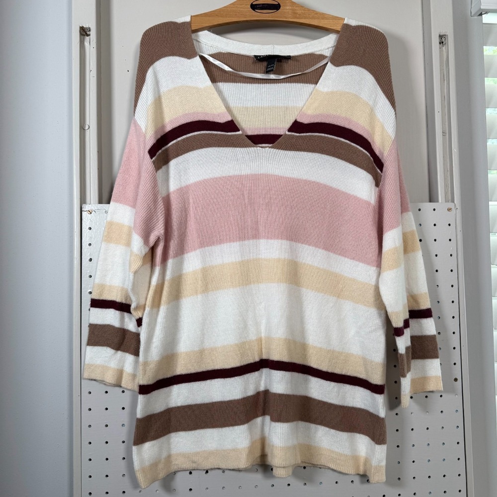 Lane Bryant Tunic Sweater Women's Multi Striped Knit Long Sleeve Winter - 14/16 - Picture 2 of 11